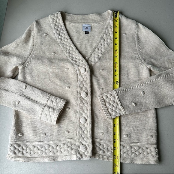 CABI 6169 Retro Neutral Ivory Knit Cardigan Sweater Women’s Size Medium - Picture 8 of 12